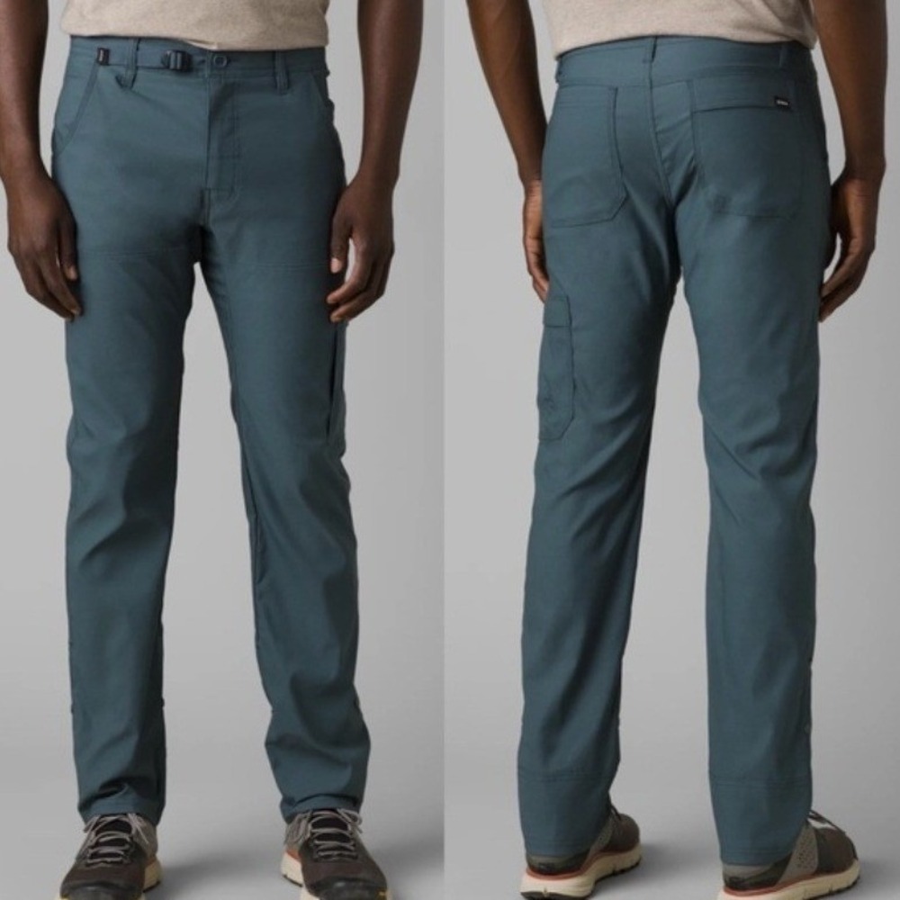 NEW Prana Stretch Zion II Slim Pant Men's Grey‎ Blue Pants 42 x 32